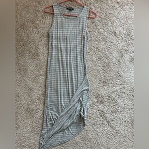 Express Gray and White Striped Dress